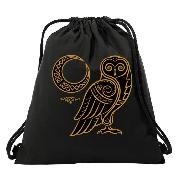 Celtic Knot Moon Owl Drawstring Bag