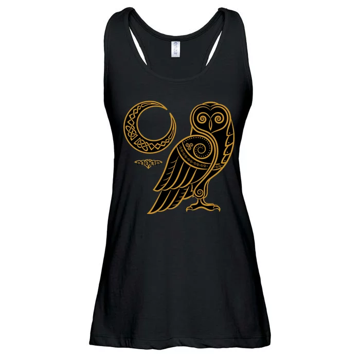 Celtic Knot Moon Owl Ladies Essential Flowy Tank