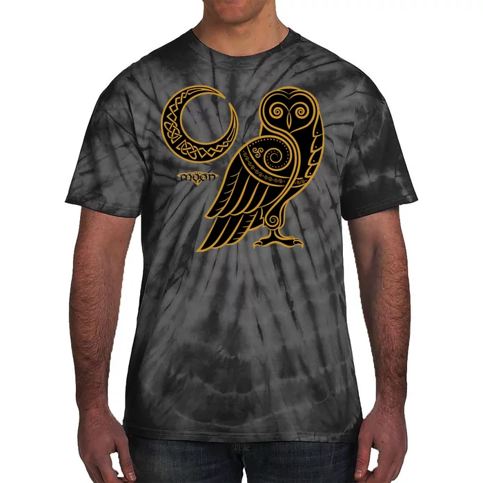 Celtic Knot Moon Owl Tie-Dye T-Shirt