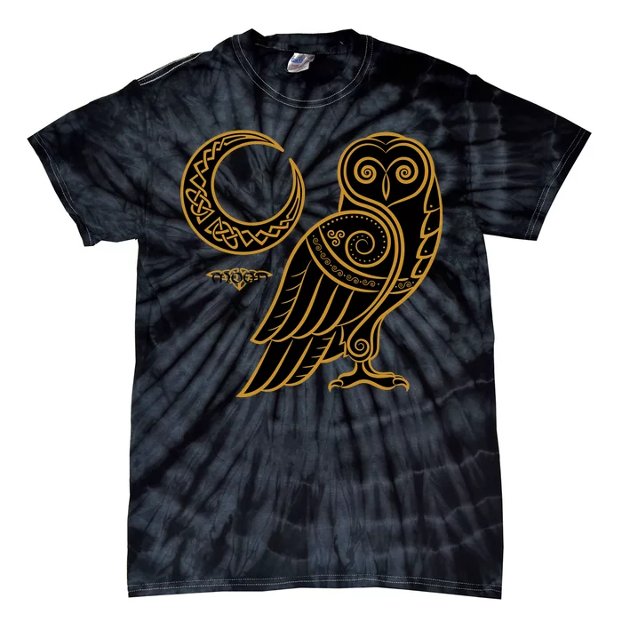 Celtic Knot Moon Owl Tie-Dye T-Shirt