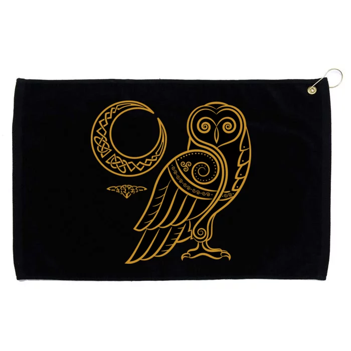 Celtic Knot Moon Owl Grommeted Golf Towel