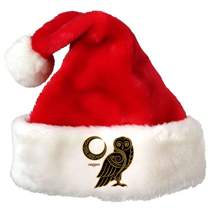 Celtic Knot Moon Owl Premium Christmas Santa Hat