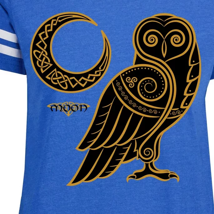 Celtic Knot Moon Owl Enza Ladies Jersey Football T-Shirt