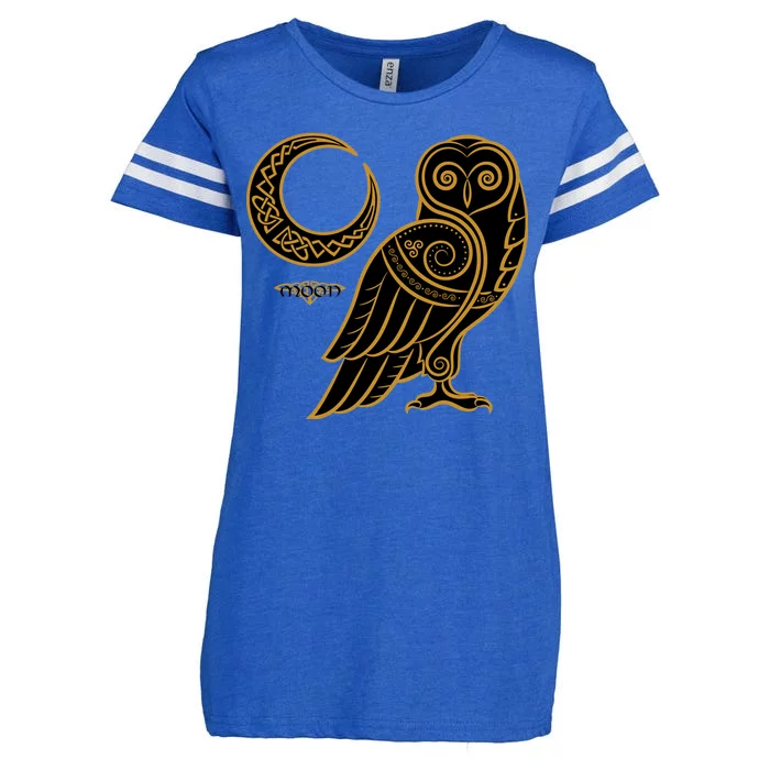 Celtic Knot Moon Owl Enza Ladies Jersey Football T-Shirt