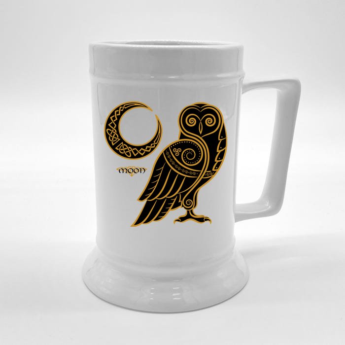 Celtic Knot Moon Owl Front & Back Beer Stein