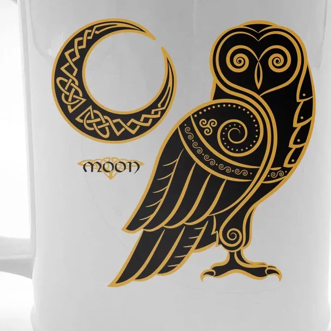 Celtic Knot Moon Owl Front & Back Beer Stein