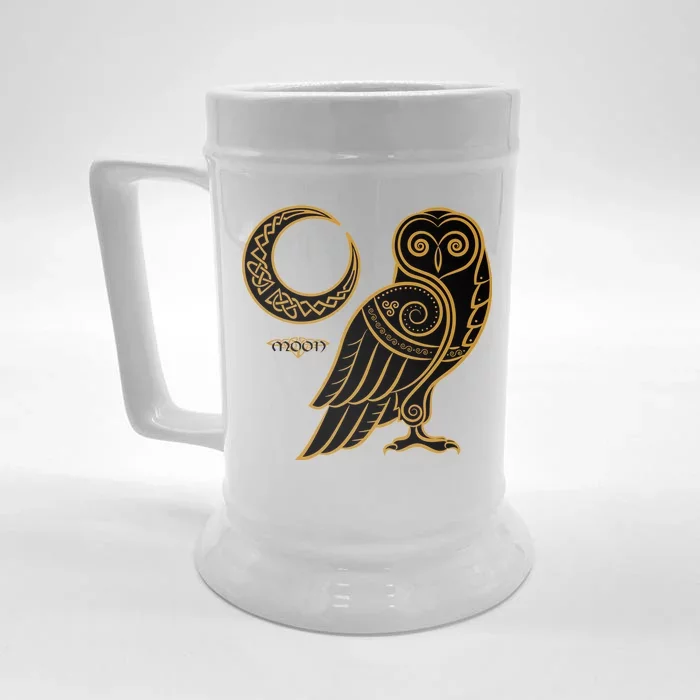 Celtic Knot Moon Owl Front & Back Beer Stein