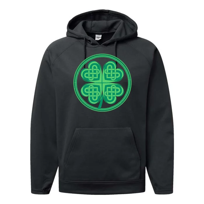 Celtic Pattern Shamrock Clover St Patrick's Day Performance Fleece Hoodie