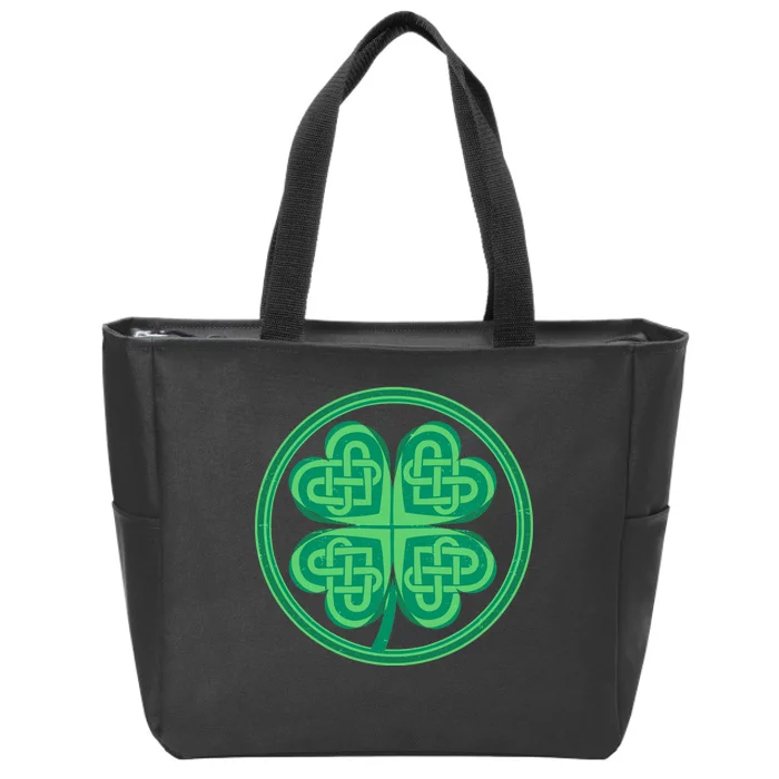 Celtic Pattern Shamrock Clover St Patrick's Day Zip Tote Bag