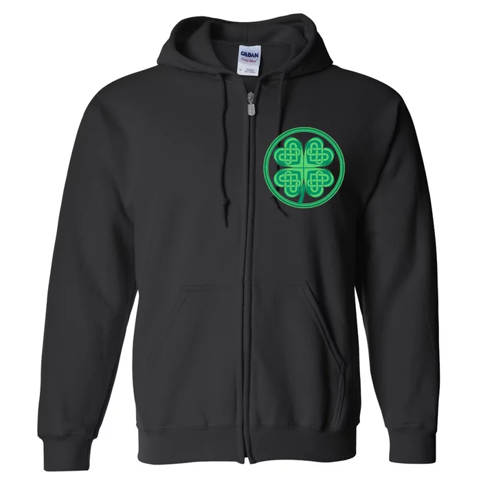 Celtic Pattern Shamrock Clover St Patrick's Day Full Zip Hoodie