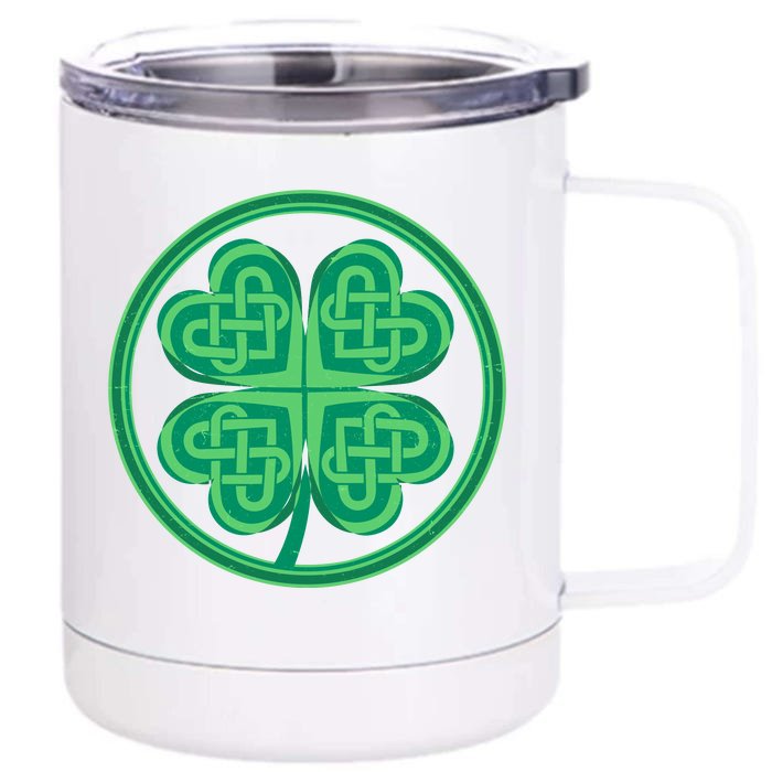 Celtic Pattern Shamrock Clover St Patrick's Day Front & Back 12oz Stainless Steel Tumbler Cup