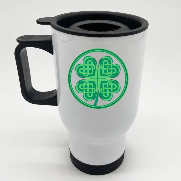 Celtic Pattern Shamrock Clover St Patrick's Day Front & Back Stainless Steel Travel Mug