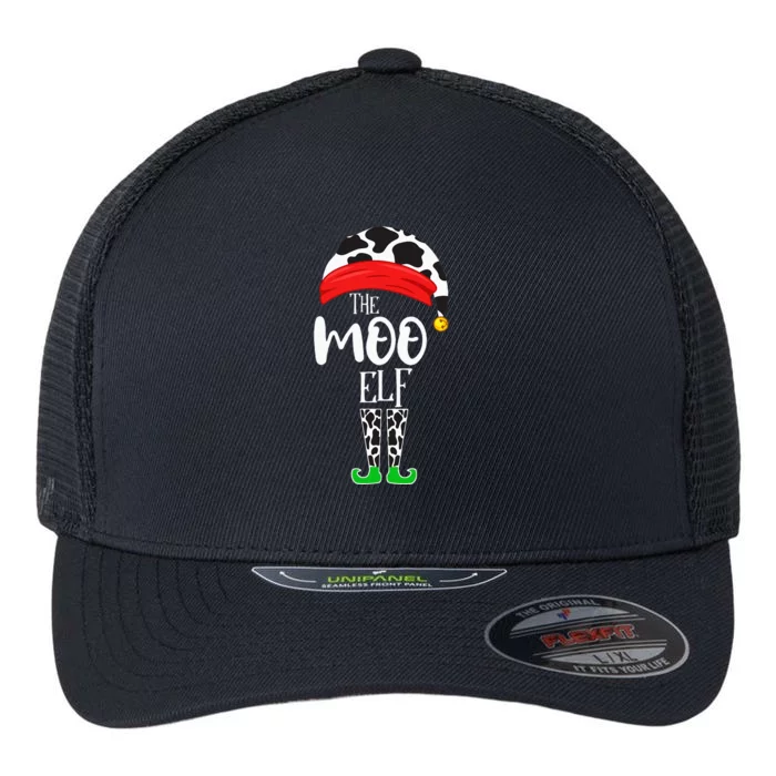 Cow Elf Matching Group Family Elf Christmas Pajama Flexfit Unipanel Trucker Cap