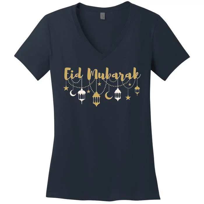 Celebrate Eid Mubarak Festival Women's V-Neck T-Shirt