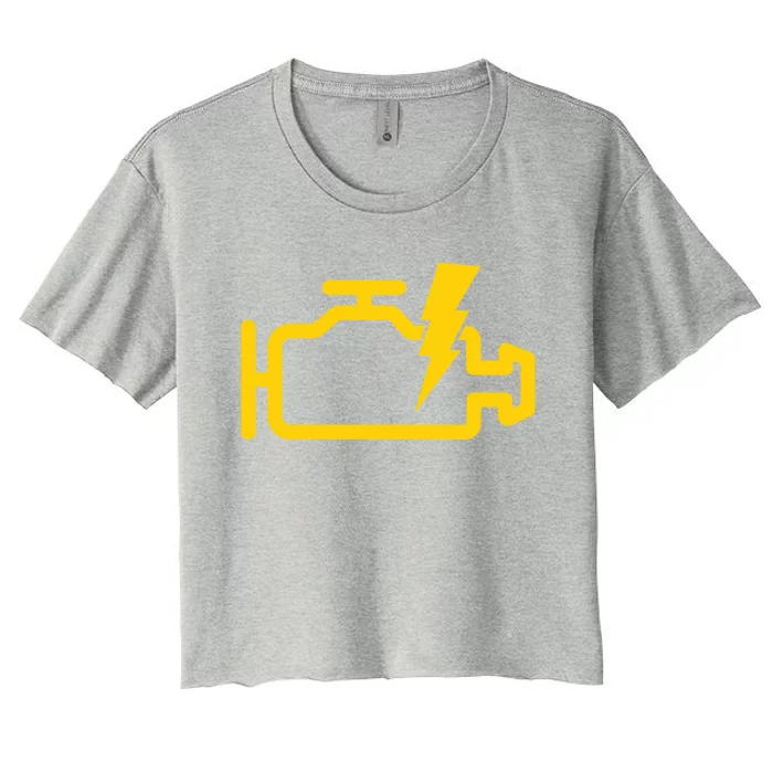 Check Engine Motor Light Idiot Light Funny Mechanic Great Gift Women's Crop Top Tee