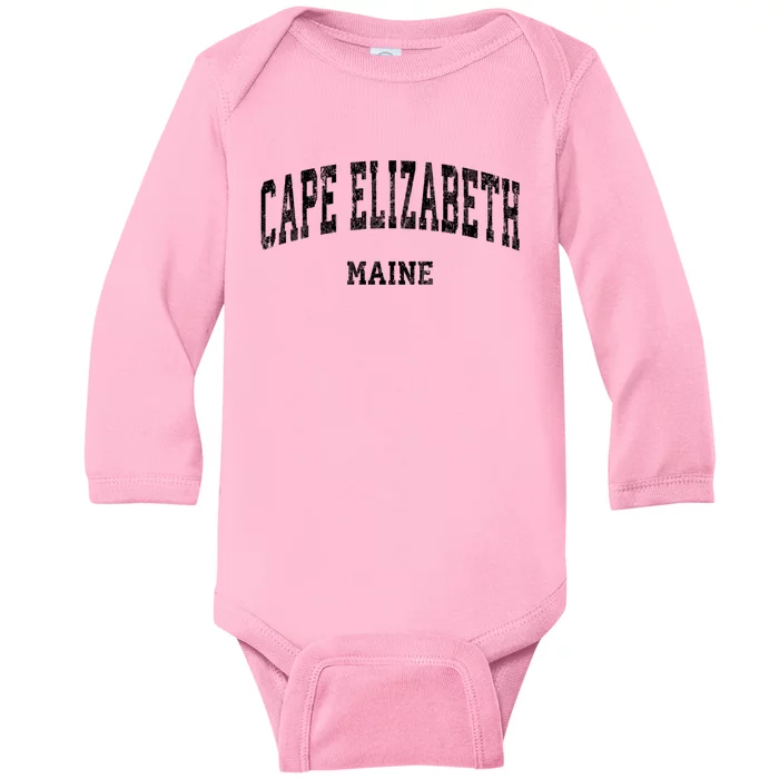 Cape Elizabeth Maine Me Vintage Varsity Sports Design Baby Long Sleeve Bodysuit