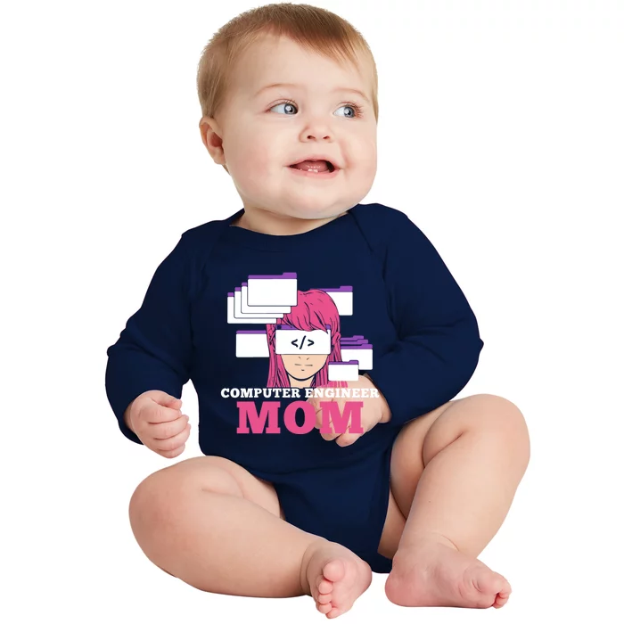 Computer Engineer Mom Coder Coding Programmer Programming Gift Baby Long Sleeve Bodysuit