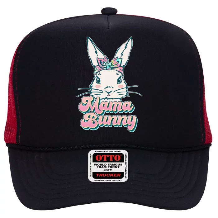 Cute Easter Mama Bunny High Crown Mesh Trucker Hat