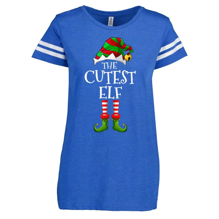 Cutest Elf Matching Family Group Christmas Party Elf Enza Ladies Jersey Football T-Shirt