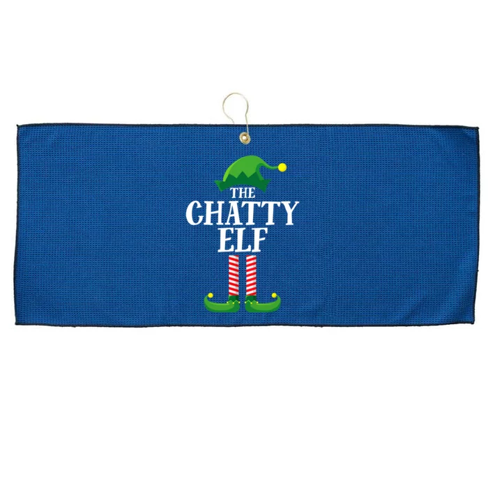 Chatty Elf Matching Family Group Christmas Party Funny Elf Large Microfiber Waffle Golf Towel