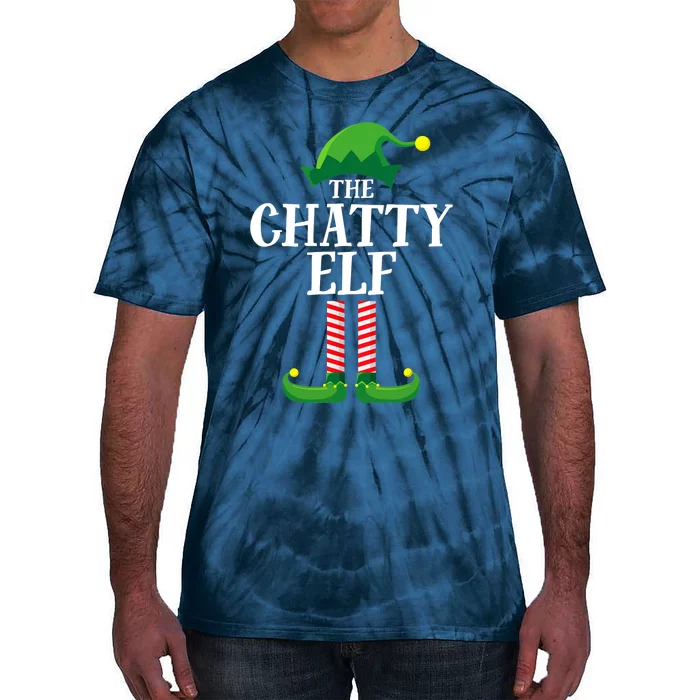 Chatty Elf Matching Family Group Christmas Party Funny Elf Tie-Dye T-Shirt