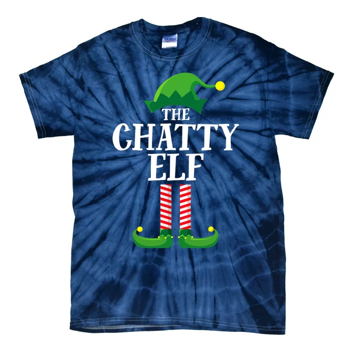 Chatty Elf Matching Family Group Christmas Party Funny Elf Tie-Dye T-Shirt