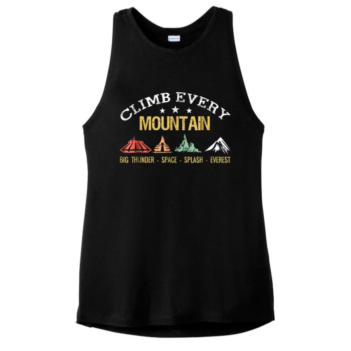 Climb Every Mountain Big Thunder Space Splashs Everests Gift Ladies Tri-Blend Wicking Tank