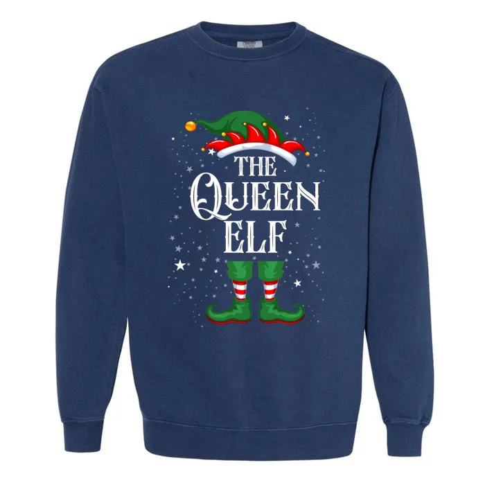 Christmas Elf Matching Family Group Funny The Queen Elf Great Gift Garment-Dyed Sweatshirt