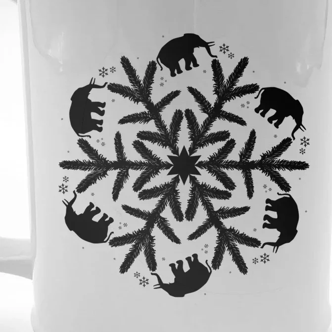 Christmas Elephant Meaningful Gift Winter Snowflake Cute Gift Front & Back Beer Stein