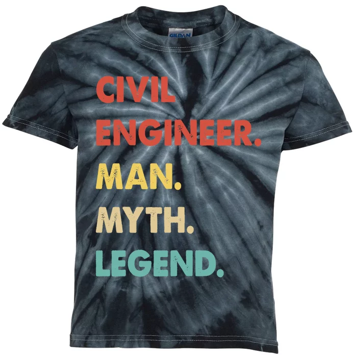 Civil Engineer Man Myth Legend Kids Tie-Dye T-Shirt