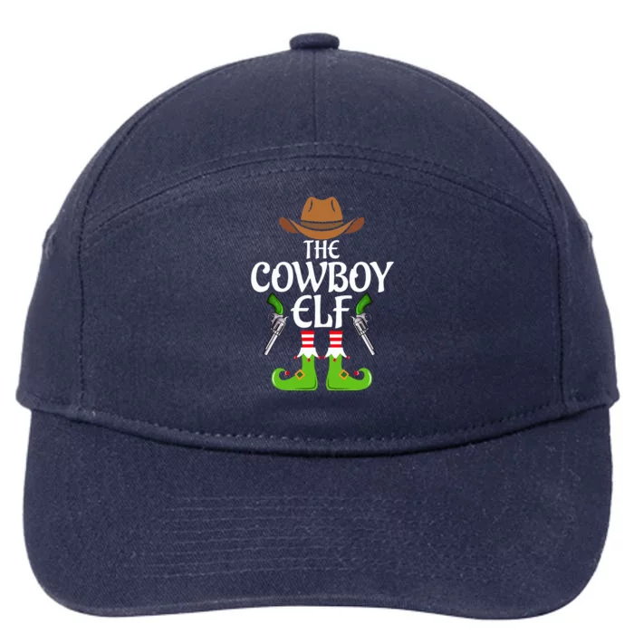 Cowboy Elf Matching Family Group Christmas Party Xmas Funny 7-Panel Snapback Hat