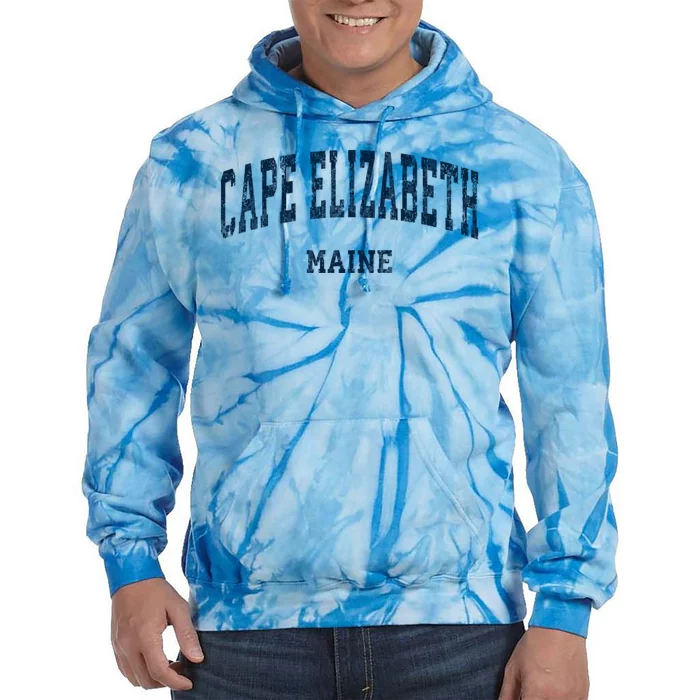 Cape Elizabeth Maine Me Vintage Varsity Sports Tie Dye Hoodie