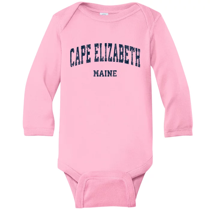 Cape Elizabeth Maine Me Vintage Varsity Sports Baby Long Sleeve Bodysuit