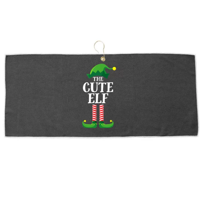 Cute Elf Matching Family Group Christmas Party Funny Elf Large Microfiber Waffle Golf Towel