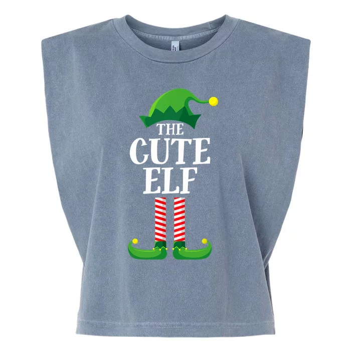 Cute Elf Matching Family Group Christmas Party Funny Elf Garment-Dyed Women's Muscle Tee