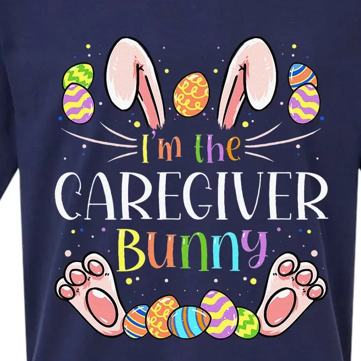 Caregiver Easter Matching Family Party Bunny Face Costume Sueded Cloud Jersey T-Shirt