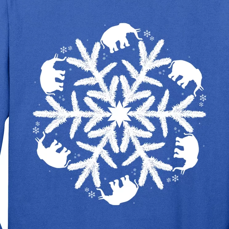 Christmas Elephant Meaningful Gift Winter Snowflake Gift Long Sleeve Shirt