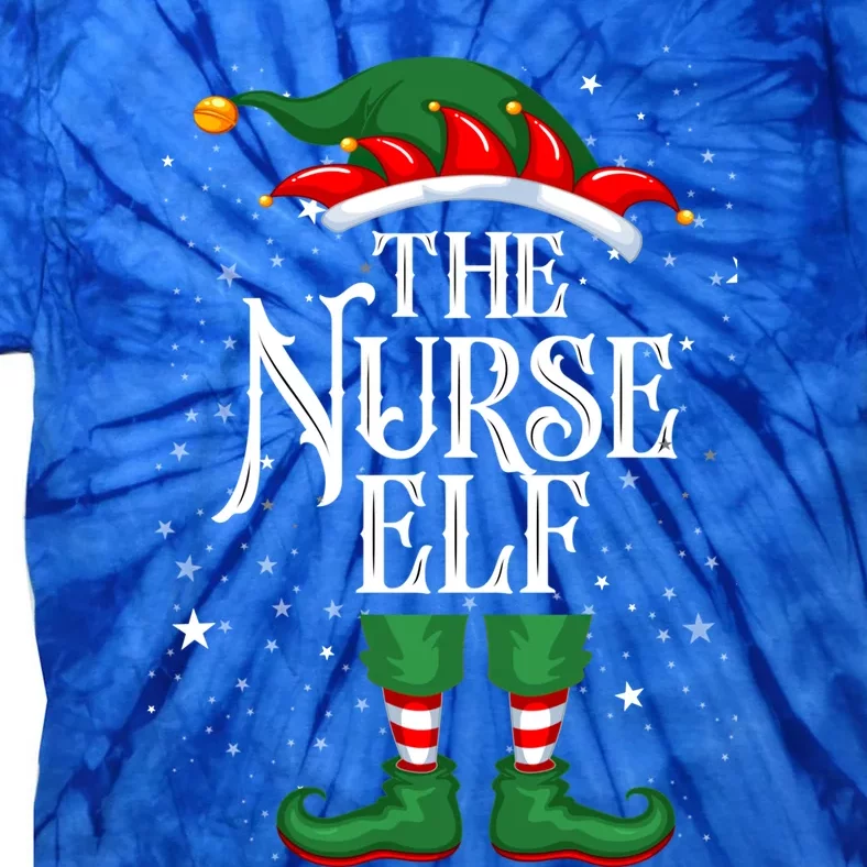 Christmas Elf Matching Family Group Funny The Nurse Elf Gift Tie-Dye T-Shirt