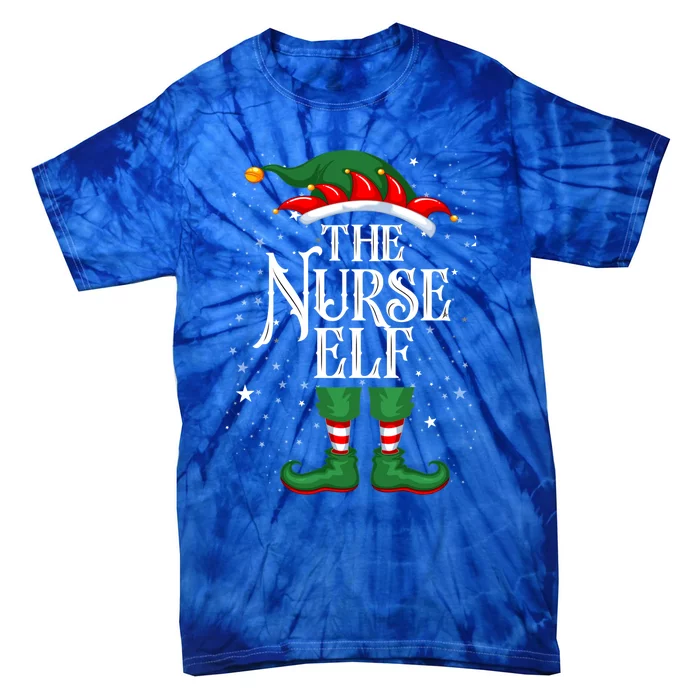 Christmas Elf Matching Family Group Funny The Nurse Elf Gift Tie-Dye T-Shirt