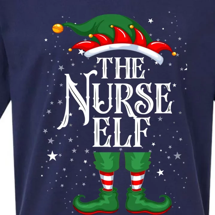 Christmas Elf Matching Family Group Funny The Nurse Elf Gift Sueded Cloud Jersey T-Shirt