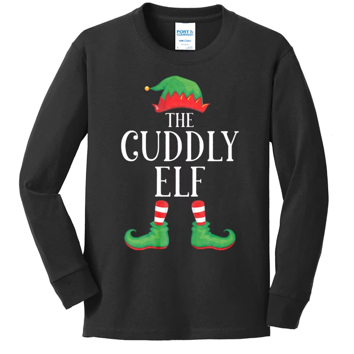 Cuddly Elf Matching Group Xmas Funny Family Christmas Kids Long Sleeve Shirt