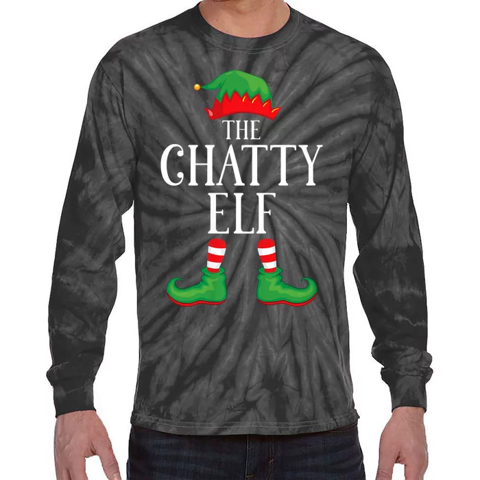 Chatty Elf Matching Group Xmas Funny Family Christmas Tie-Dye Long Sleeve Shirt