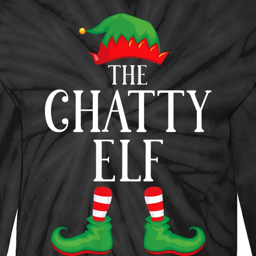 Chatty Elf Matching Group Xmas Funny Family Christmas Tie-Dye Long Sleeve Shirt