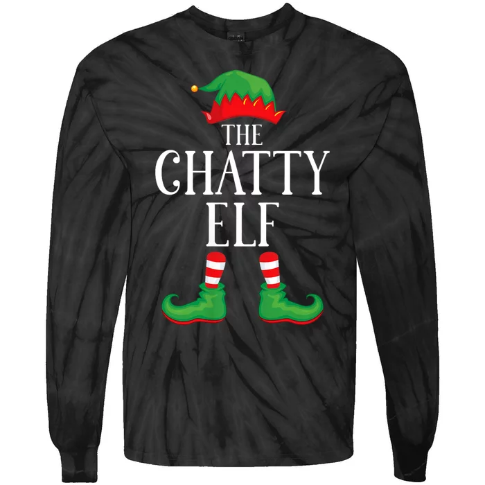 Chatty Elf Matching Group Xmas Funny Family Christmas Tie-Dye Long Sleeve Shirt