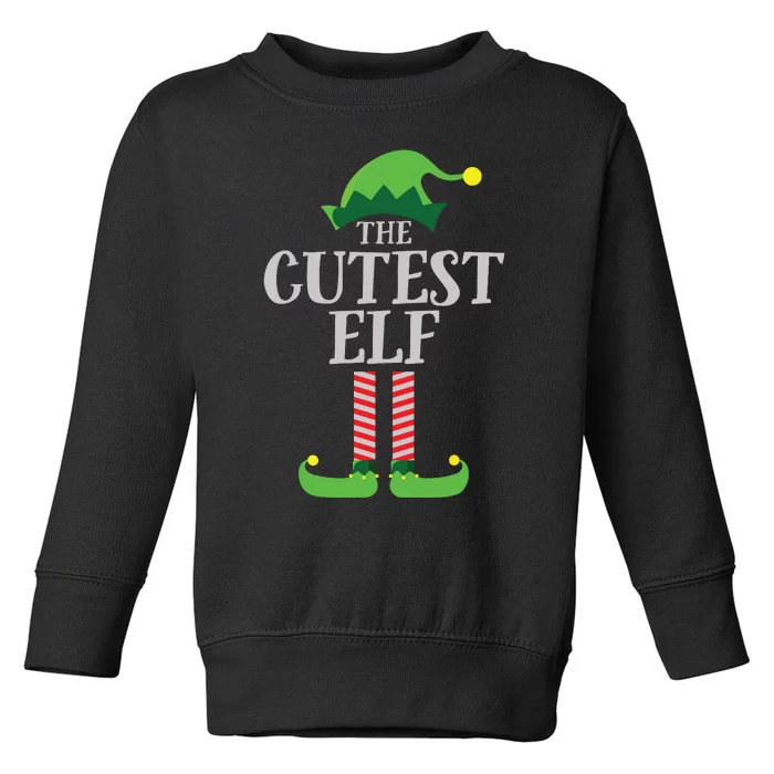 Cutest Elf Matching Family Group Christmas Party Elf Toddler Sweatshirt