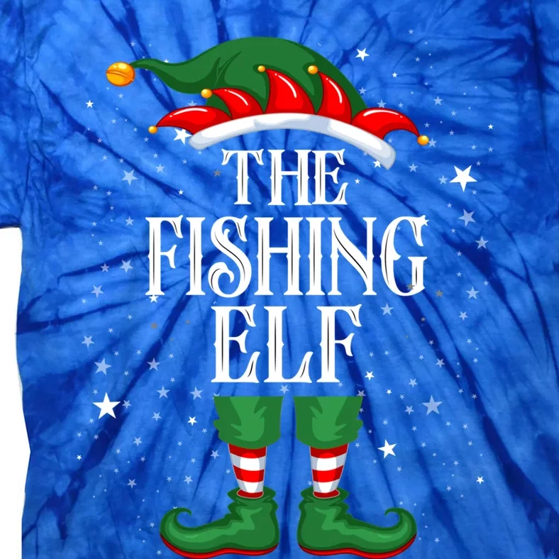 Christmas Elf Matching Family Group Funny The Fishing Elf Cool Gift Tie-Dye T-Shirt