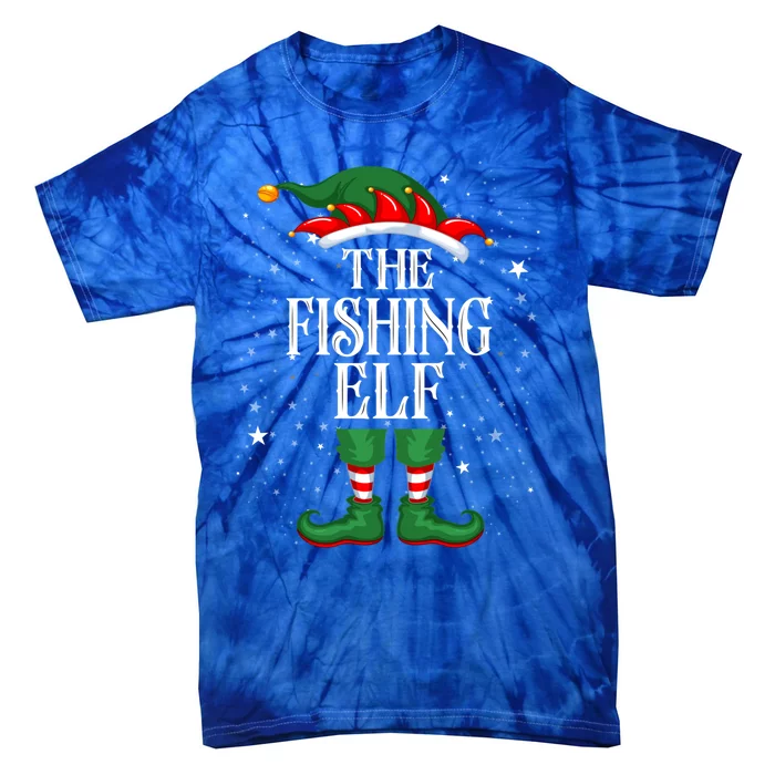 Christmas Elf Matching Family Group Funny The Fishing Elf Cool Gift Tie-Dye T-Shirt