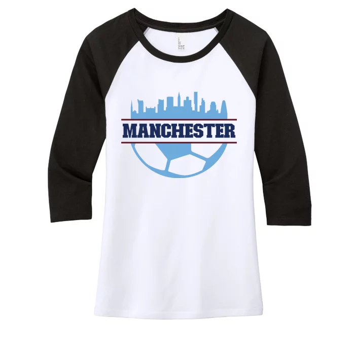 Cool England Manchester City FC Soccer Jersey Women's Tri-Blend 3/4-Sleeve Raglan Shirt