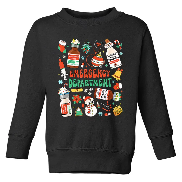 Christmas ER Nurse Emergency Department ER Ed Nurse Tech Toddler Sweatshirt