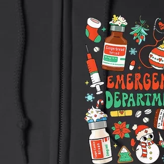 Christmas ER Nurse Emergency Department ER Ed Nurse Tech Full Zip Hoodie